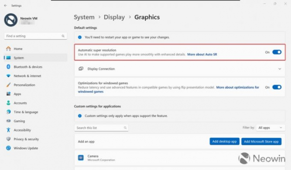 Windows 11 получит встроенный аналог ИИ-масштабирования NVIDIA DLSS