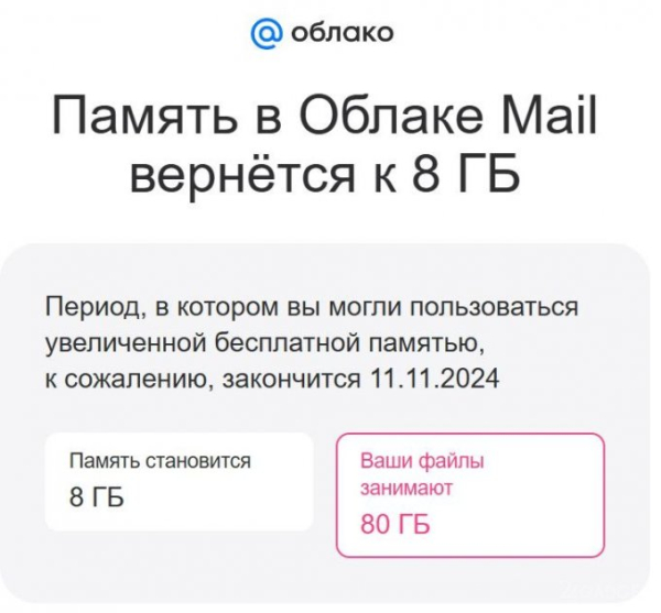 Облачный сервис Mail.ru решил отобрать 100 ГБ хранилища, которое им дарили «навсегда» Облачный сервис Mail.ru решил отобрать 100 ГБ хранилища, которое им дарили «навсегда»