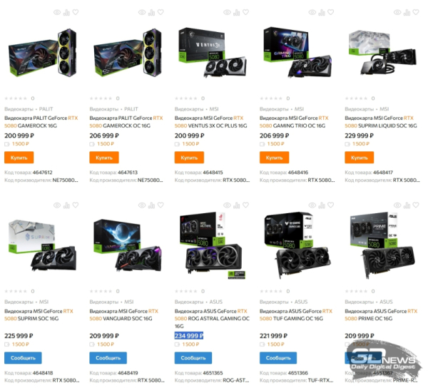 В России стартовали продажи GeForce RTX 5080 — новинки стоят дорого, зато без дефицита В России стартовали продажи GeForce RTX 5080 — новинки стоят дорого, зато без дефицита