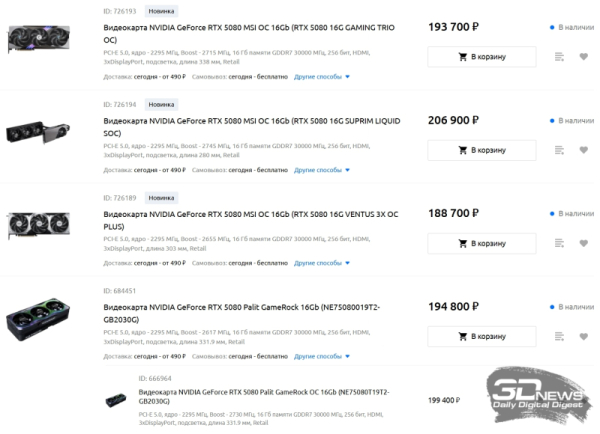 В России стартовали продажи GeForce RTX 5080 — новинки стоят дорого, зато без дефицита В России стартовали продажи GeForce RTX 5080 — новинки стоят дорого, зато без дефицита