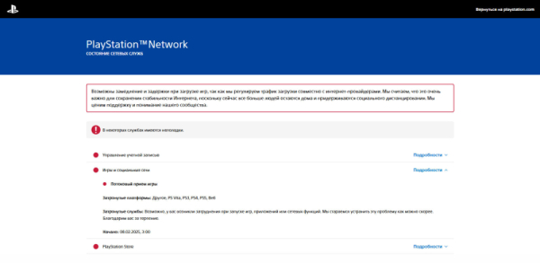 В работе Sony PlayStation Network произошёл глобальный сбой 