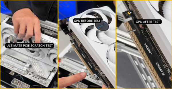 Gigabyte подшутила над Asus по поводу разъёмов PCIe, которые зажёвывают видеокарты 