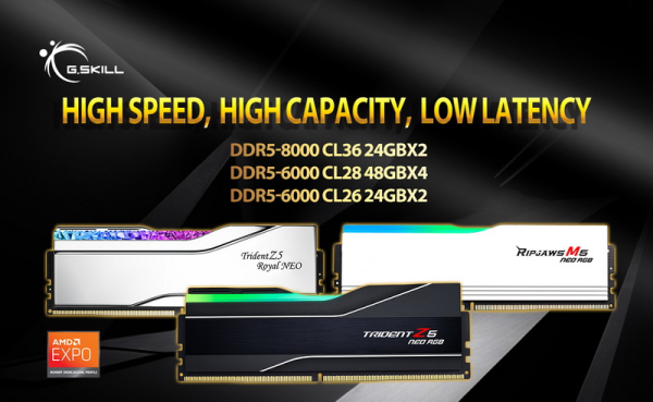 G.Skill представила самую быструю память DDR5 для AMD Ryzen &mdash; низкие задержки, до 8000 МТ/с и до 192 Гбайт 