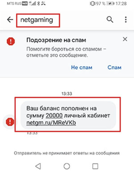 Что делать, если пришло СМС от NetGaming об активации