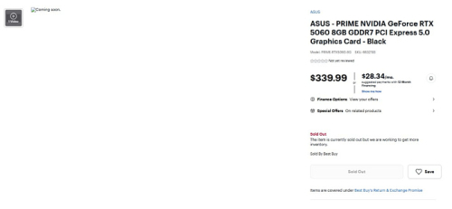 GeForce RTX 5060 от ASUS получила предварительный ценник от $340  