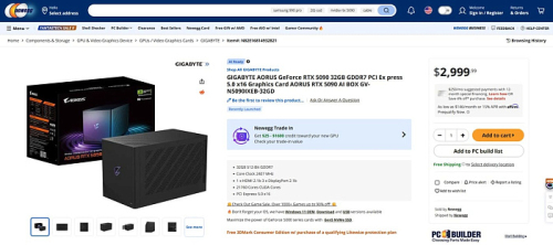 eGPU GIGABYTE AORUS RTX 5090 AI BOX появилась в магазинах с ценником $3000