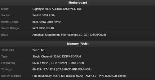 Плата Z890 AORUS Tachyon ICE помогла достичь рекордного разгона памяти 13 211 MT/s Плата Z890 AORUS Tachyon ICE помогла достичь рекордного разгона памяти 13 211 MT/s
