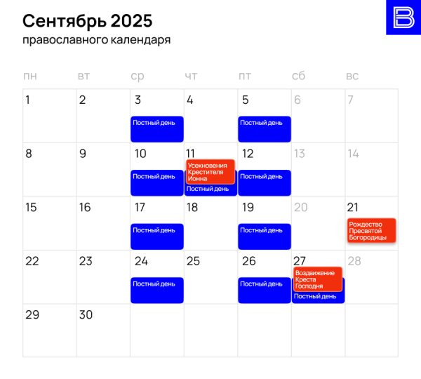 Православный календарь на 2025 год: церковные праздники и посты
