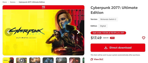 Cyberpunk 2077 для Switch 2 случайно получила чересчур щедрую скидку &mdash; CDPR ошибку исправила, но праздник портить не стала 