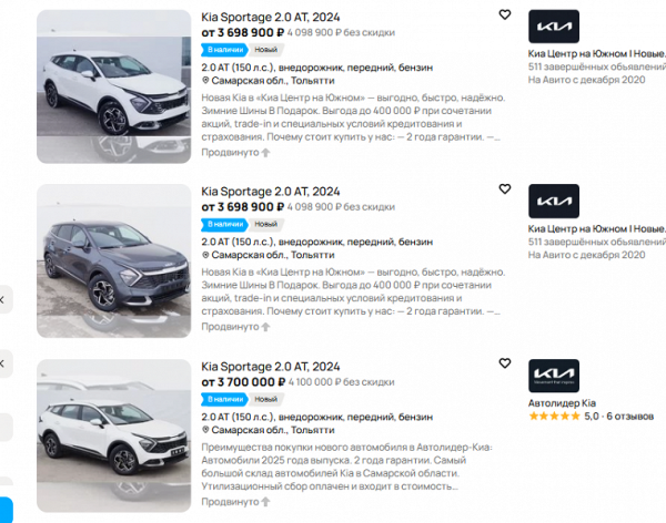 Российские дилеры предлагают новые Kia Sportage с двухлетней гарантией: цены выросли на 400 тыс. рублей всего за месяц