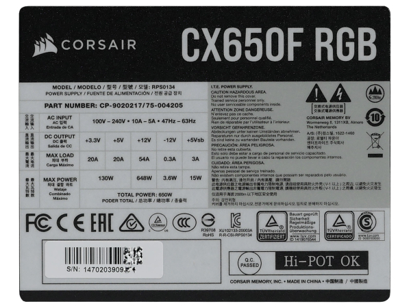 Обзор и тест блока питания Corsair CX650F RGB