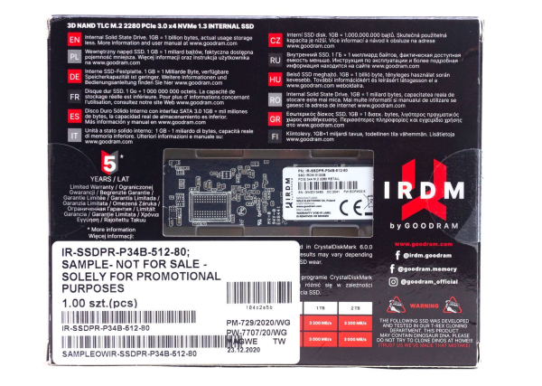 Обзор и тестирование SSD накопителя Goodram IRDM M.2 объемом 512 ГБ