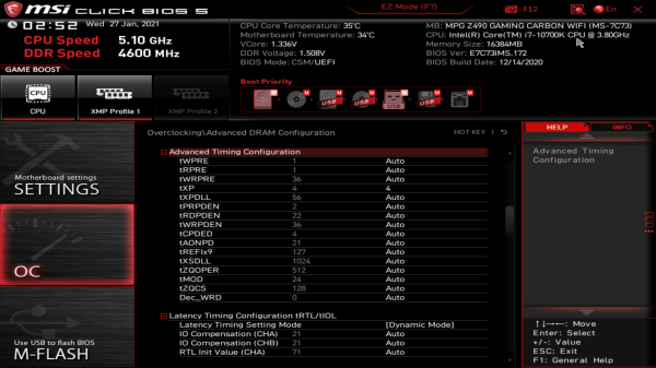Обзор и тест материнской платы MSI MPG Z490 Carbon EK X