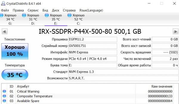 Обзор и тестирование SSD PCI-E Gen 4&times;4 NVMe накопителя GOODRAM IRDM Ultimate X 500GB