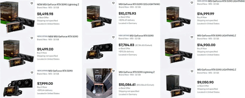MSI GeForce RTX 5090 Lightning Z добралась до вторички: предложения достигают $15 000