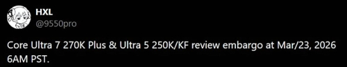 Выход обзоров на процессоры Intel Arrow Lake Refresh ожидается 23 марта