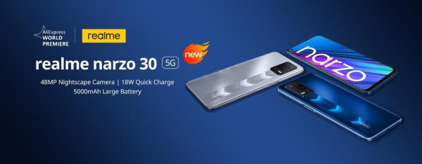 Realme Narzo 30 5G приехал в Европу: бюджетник с экраном на 90 Гц, чипом MediaTek Dimensity 700 и NFC за $188