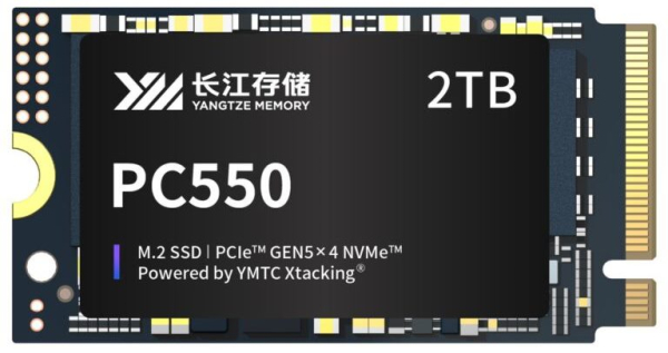 Представлены первые полностью китайские потребительские SSD с PCIe 5.0 &mdash; YMTC PC550 со скоростью до 10,5 Гбайт/с 