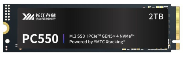 Представлены первые полностью китайские потребительские SSD с PCIe 5.0 &mdash; YMTC PC550 со скоростью до 10,5 Гбайт/с 