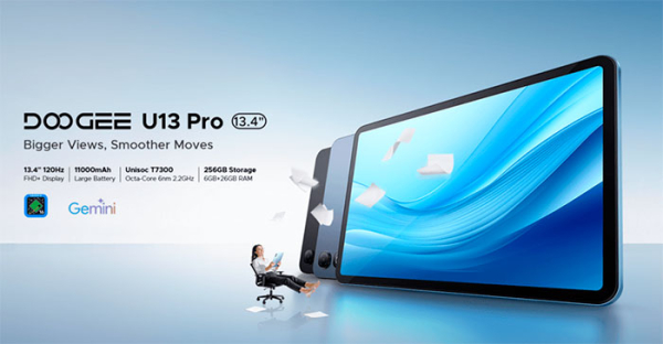 DOOGEE представила планшет U13 Pro с экраном 13,4 дюйма 120 Гц для работы и развлечений