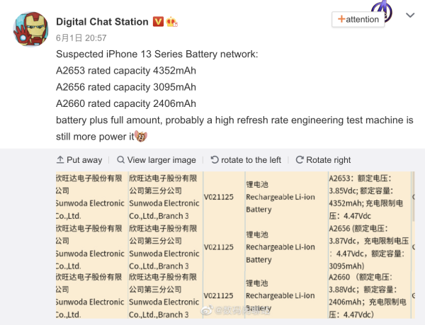 Больше, чем у iPhone 12: сертификация раскрыла ёмкости батарей линейки смартфонов iPhone 13