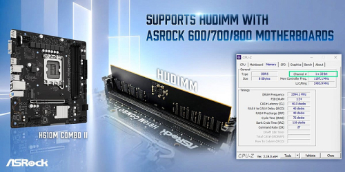 ASRock показала оперативную память HUDIMM DDR5 с одним 32-битным каналом