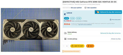 Французский магазин начал продавать повреждённые GeForce RTX 5090 за &euro;1500