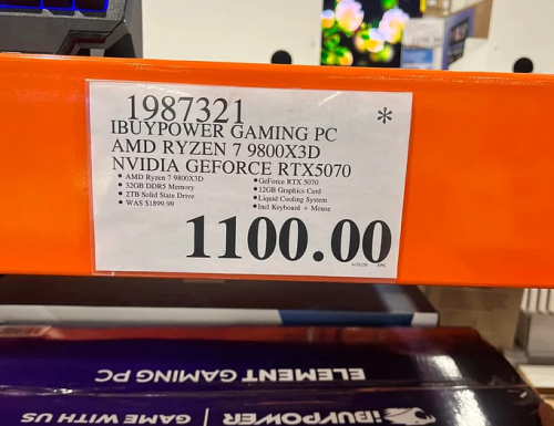 Посетитель магазина Costco приобрёл систему с Ryzen 7 9800X3D, RTX 5070, 32GB RAM и 2TB SSD всего за $1100
