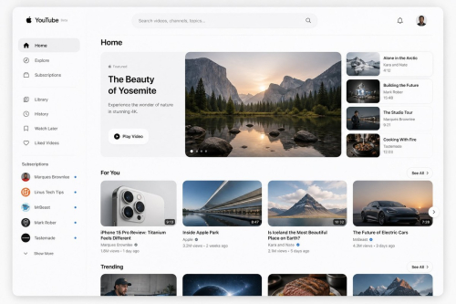 Дизайнеры в X переосмыслили YouTube и другие сервисы в стиле Apple