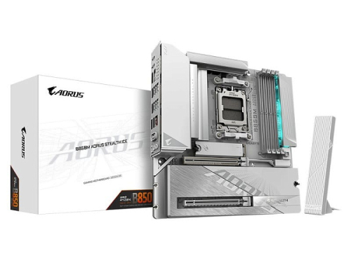 GIGABYTE B850M AORUS STEALTH ICE — компактная белая плата со скрытыми разъёмами GIGABYTE B850M AORUS STEALTH ICE — компактная белая плата со скрытыми разъёмами