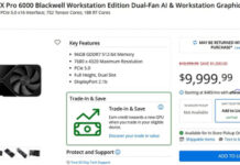 Профессиональная видеокарта NVIDIA RTX PRO 6000 Blackwell достигла розничной цены $10 000