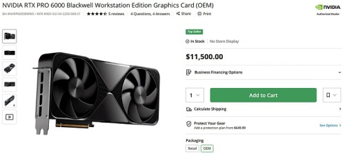 Профессиональная видеокарта NVIDIA RTX PRO 6000 Blackwell достигла розничной цены $10 000
