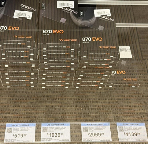 Стоимость накопителя Samsung 870 EVO 8TB с интерфейсом SATA III превысила $4000 Стоимость накопителя Samsung 870 EVO 8TB с интерфейсом SATA III превысила $4000