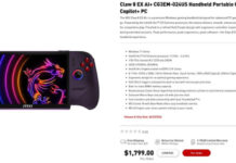 Портативная игровая консоль MSI Claw 8 EX AI+ оценена в приличные $1699