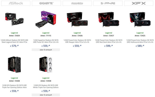 Radeon RX 9070 GRE нашла первых покупателей: её купило более 10 немецких геймеров Radeon RX 9070 GRE нашла первых покупателей: её купило более 10 немецких геймеров