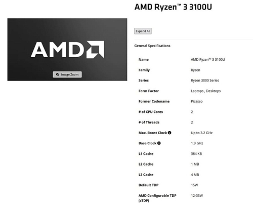 В основе &laquo;новых&raquo; процессоров AMD Ryzen 3 3100U и Ryzen 5 3501U лежит архитектура Zen+