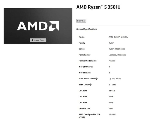 В основе &laquo;новых&raquo; процессоров AMD Ryzen 3 3100U и Ryzen 5 3501U лежит архитектура Zen+