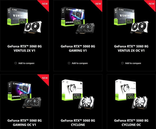 Обновлённые видеокарты MSI RTX 5060 перешли на графический процессор от RTX 5070 Обновлённые видеокарты MSI RTX 5060 перешли на графический процессор от RTX 5070