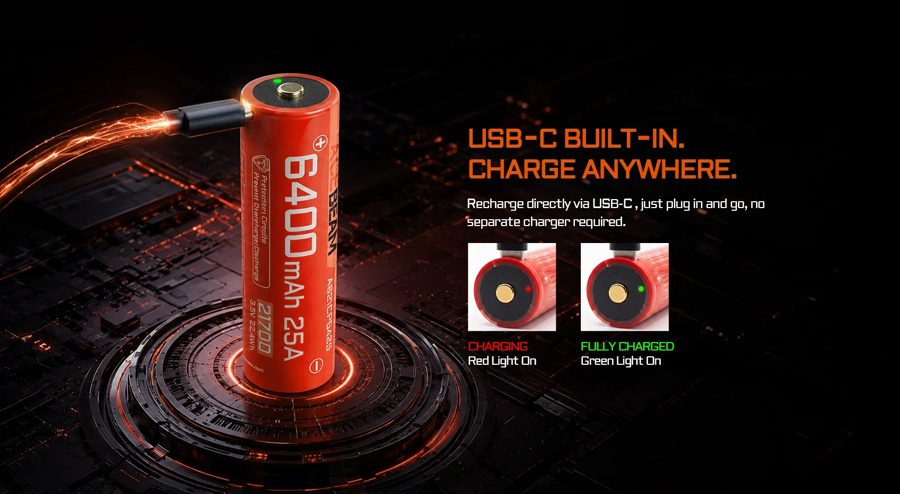 Acebeam выпустила 21700-аккумулятор на 6400 мА·ч с USB-C — ёмкость выше типичной