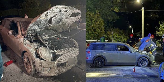 В Мозыре каршеринговый Mini Clubman задымился на парковке: огонь потушили до приезда пожарных В Мозыре каршеринговый Mini Clubman задымился на парковке: огонь потушили до приезда пожарных