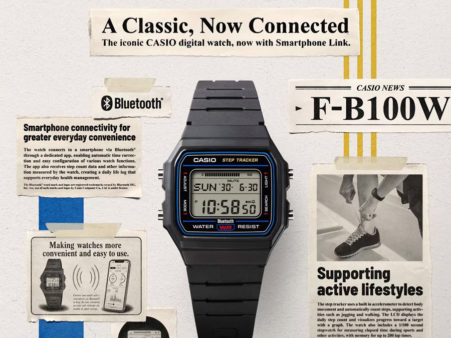 Casio выпустила F-B100W с Bluetooth и шагомером за £55 — культовый дизайн F-91W получил современную начинку