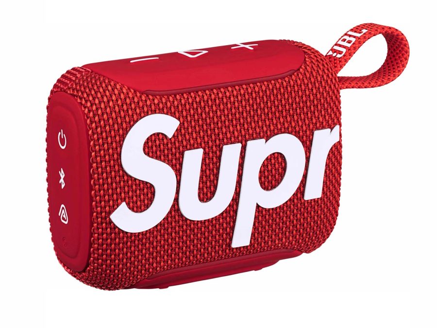 JBL Go 5 получил версию Supreme с красным корпусом и белыми кнопками