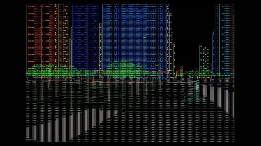 Киберпанк-город из ASCII-символов: разработчик показал 3D-мир, похожий на «Матрицу»