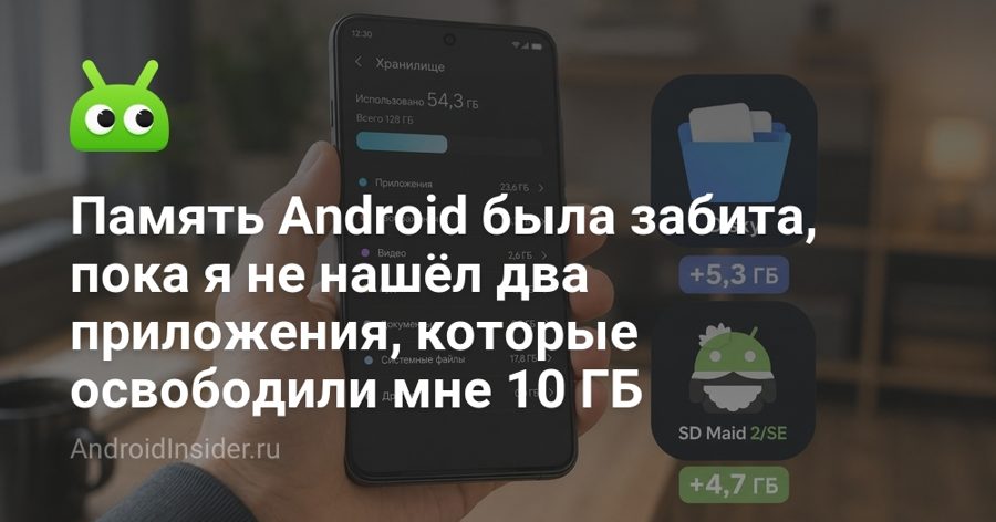 Память Android забилась незаметно: два бесплатных приложения вернули 10 ГБ