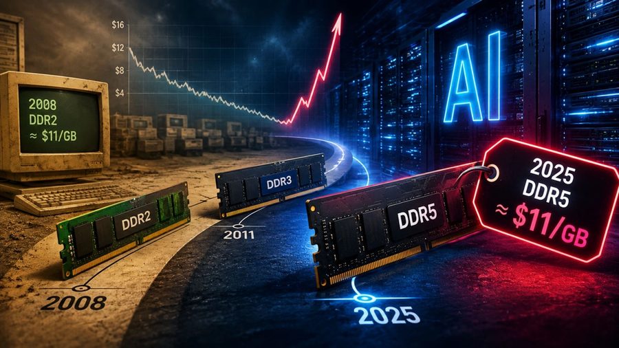 Стоимость оперативной памяти вернулась к уровню 2007 года из-за дефицита DRAM