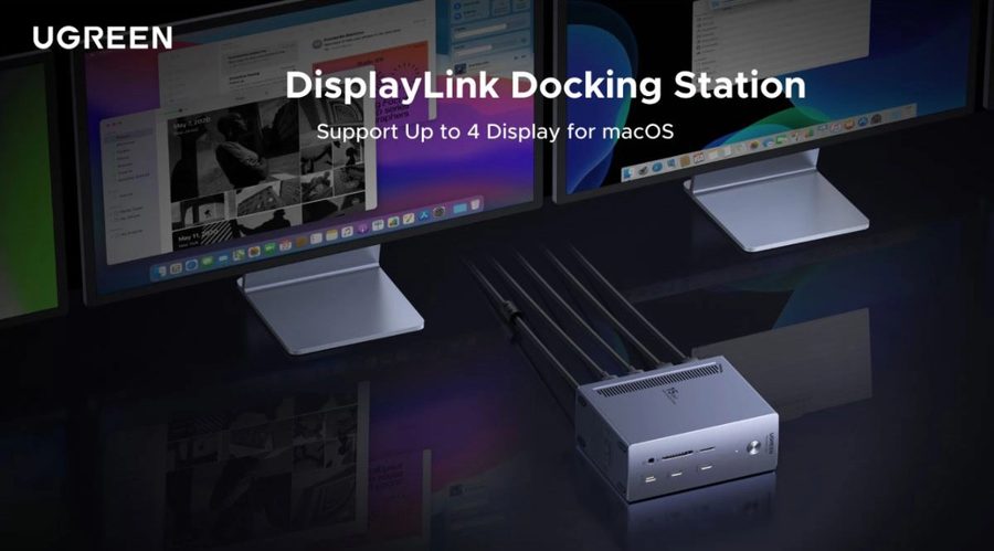 Ugreen выпустила док-станцию с DisplayLink: четыре 4K-монитора к одному MacBook по одному кабелю