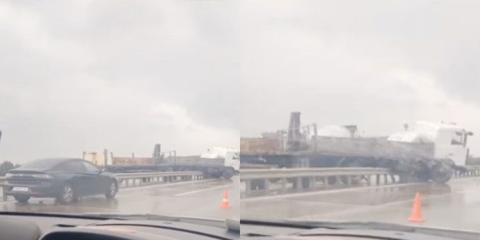 Под Смолевичами фура МАЗ наехала на отбойник — водительницу спасли предупреждением
