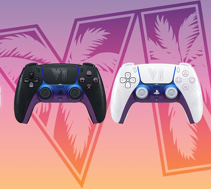 Sony показала два лимитированных геймпада DualSense в стиле GTA 6 — с пальмами и неоном